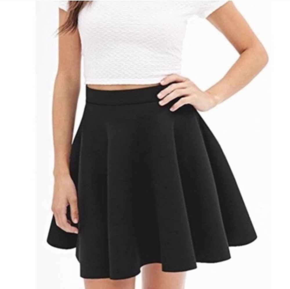 MADE BY JOHNNY BLACK STRETCHY A-LINE CIRCLE SKATER MINI SKIRT MEDIUM